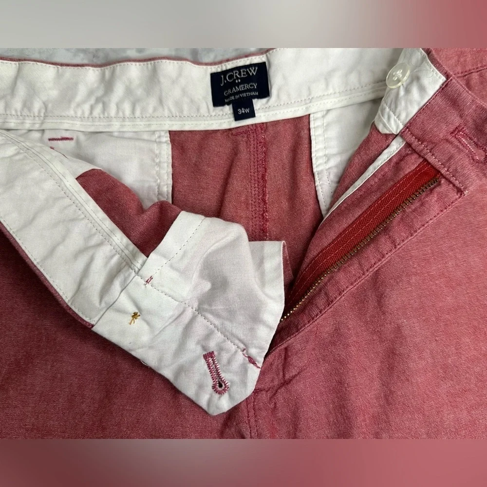 red chambray preppy old money Gramercy 100% cotton shorts size 9 inch sz 34